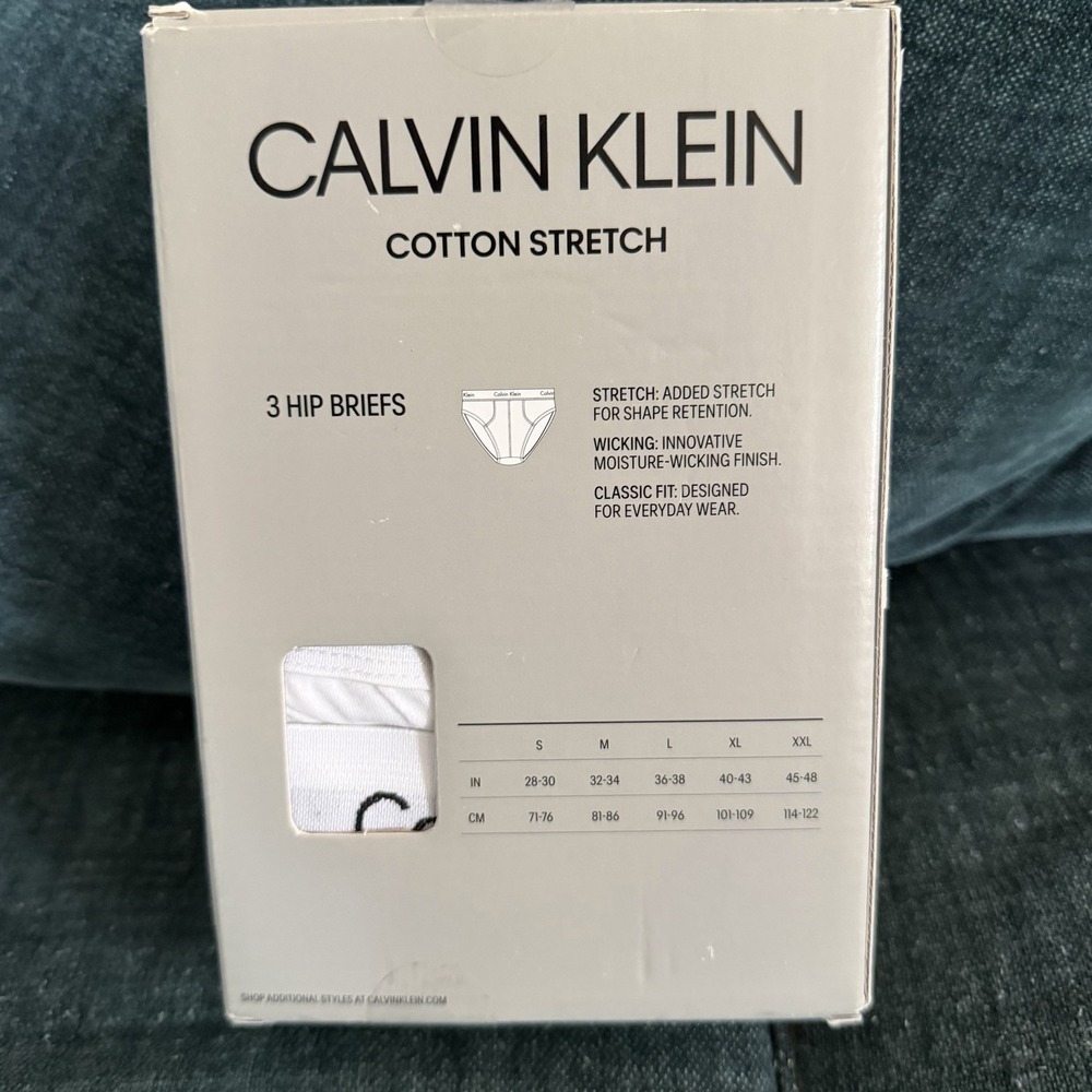 Calvin Klein 3 Pack Classic Fit 100% Cotton Underwear Briefs White stretch - Picture 3 of 6